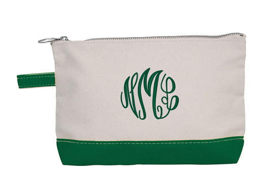 Personalized Emerald Trimmed Cosmetic Bag